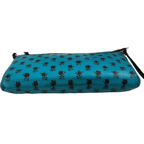 Coach F38159 Teal & Black Floral Cross Body EUC with COA - Picture 5 of 8